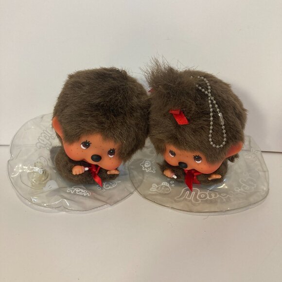 Monchhichi Keychain Water Tube Pair Sekiguchi Doll Toy Plush Japanese Monkey - Picture 1 of 14